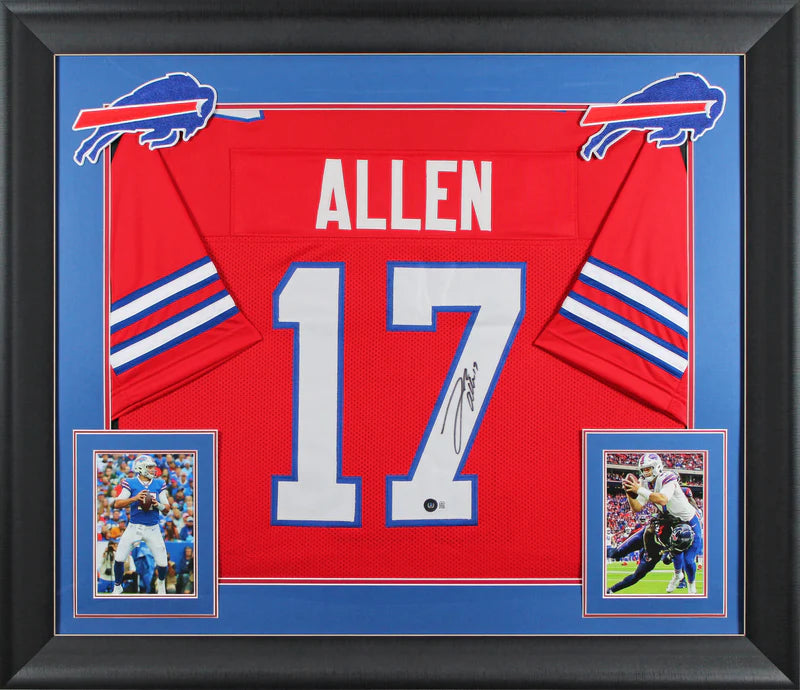 Josh Allen Signed Buffalo Bills Framed Football Jersey with Beckett Witness